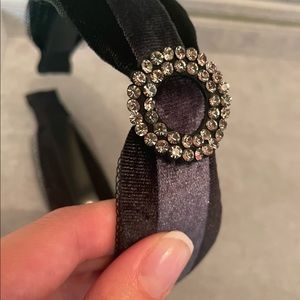 (NEW!) Black velvet Regal Rhinestone headband